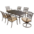 Traditions 7 Pc. Outdoor Dining Set of Four Dining Chairs, Two Swivel Chairs and a 38 x 72 in. Table